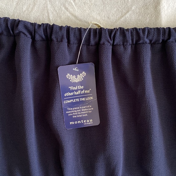 Monteau NWT midi skirt fully lined elastic back front slit covered buttons - Picture 7 of 10